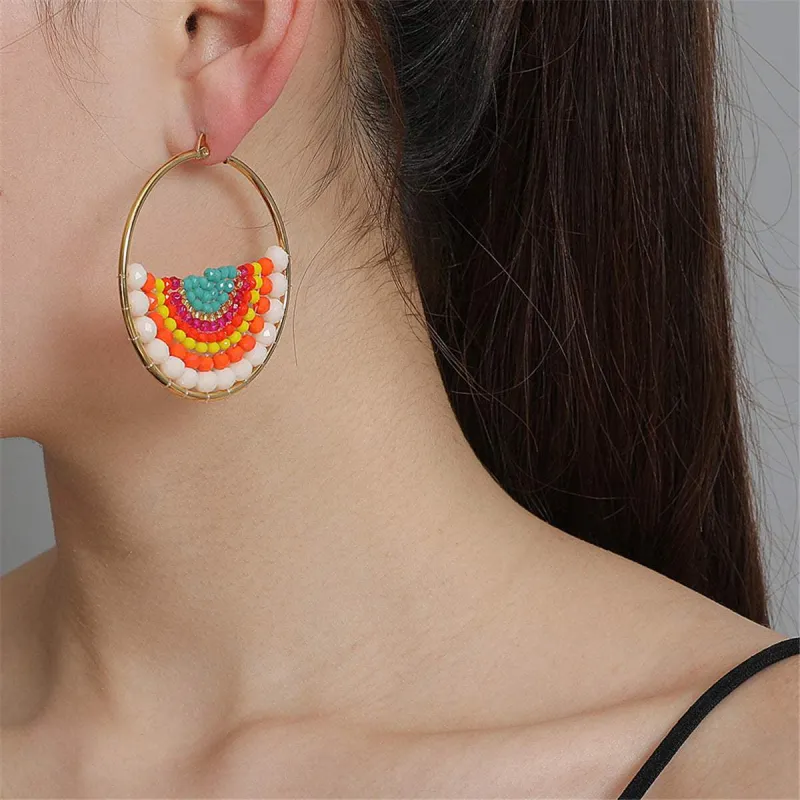 Red & Yellow Acrylic Bead Hoop Earrings made by Zulily