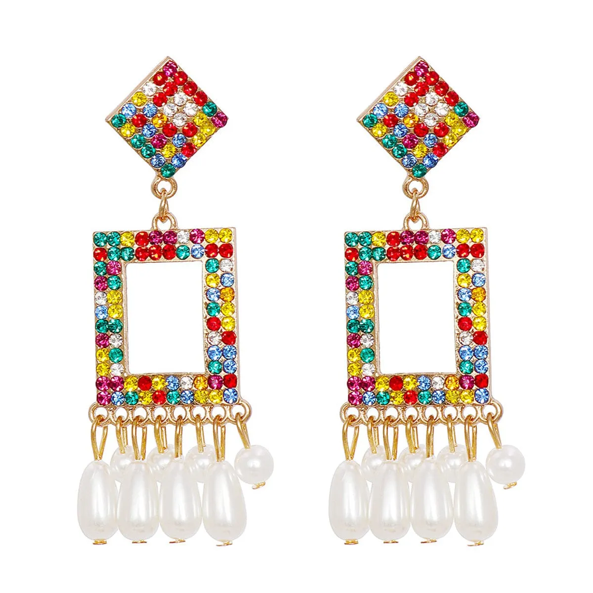 Red & Yellow Cubic Zirconia Tassel Drop Earrings sold by Zulily