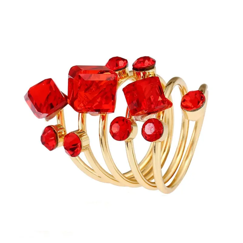 Red Crystal & Cubic Zirconia Adjustable Stacking Flower Ring made by Zulily