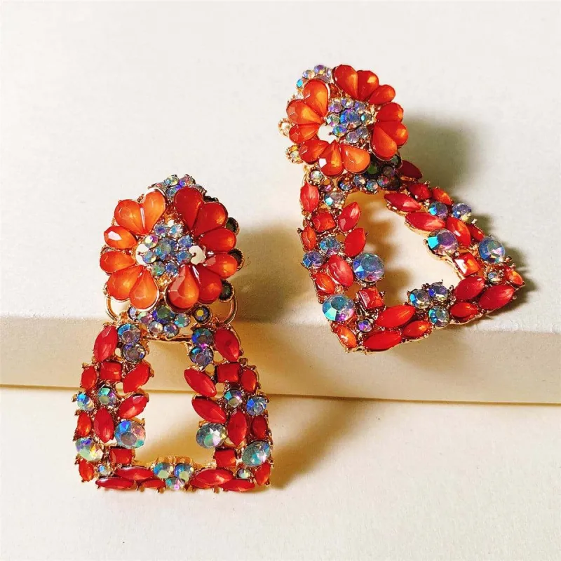 Red Crystal & Cubic Zirconia Flower Ladder Drop Earrings made by Zulily