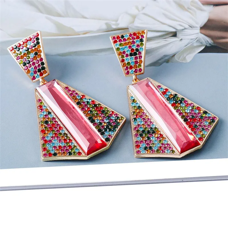 Red Crystal & Cubic Zirconia Goldtone Abstract Drop Earrings made by Zulily