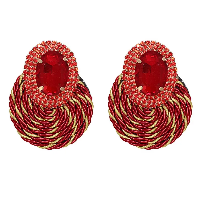 Red Crystal & Cubic Zirconia Double Halo Twist Drop Earrings made by Zulily