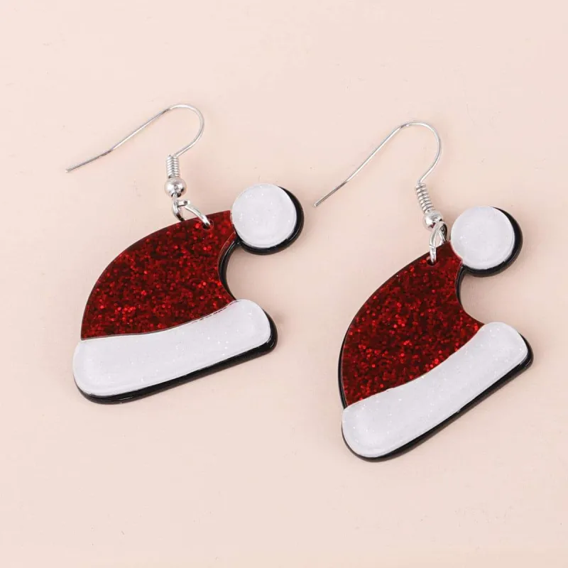 Red & White Glitter Santa Hat Drop Earrings made by Zulily