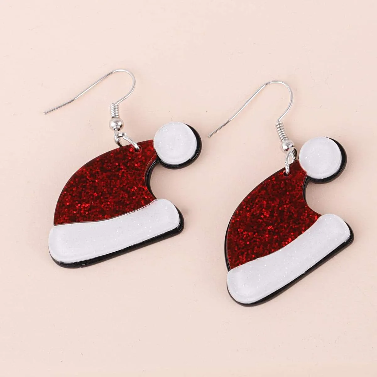 Red & White Glitter Santa Hat Drop Earrings sold by Zulily