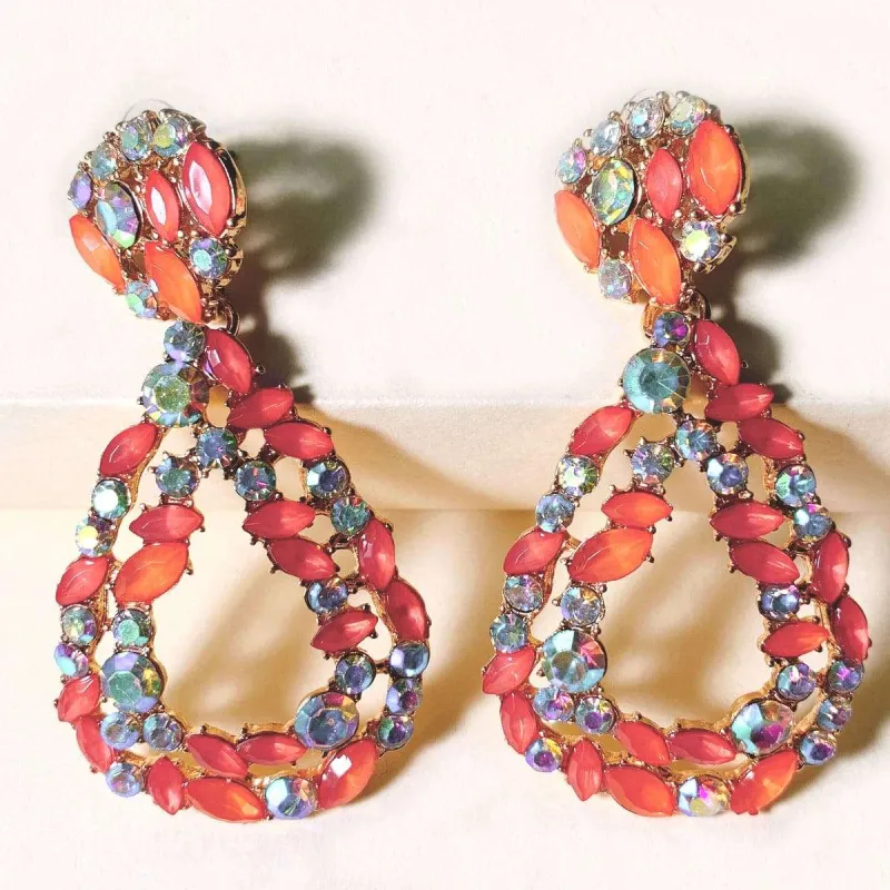 Red Crystal & Cubic Zirconia Goldtone Teardrop Earrings made by Zulily