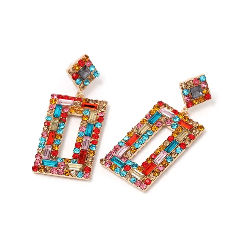 Red Crystal & Cubic Zirconia Open-Rectangle Drop Earrings made by Zulily