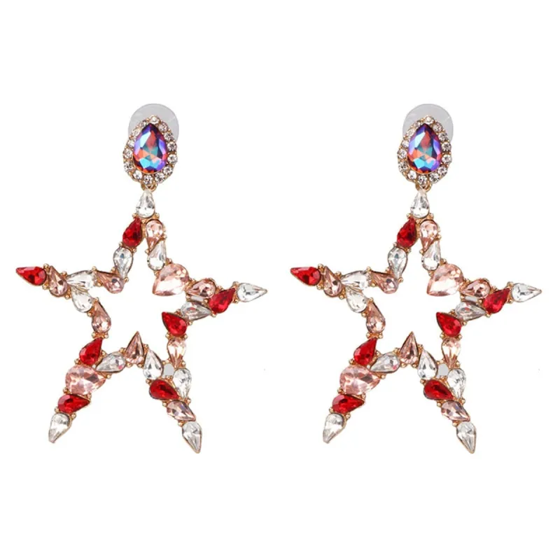 Red Crystal & Cubic Zirconia Open Star Drop Earrings made by Zulily