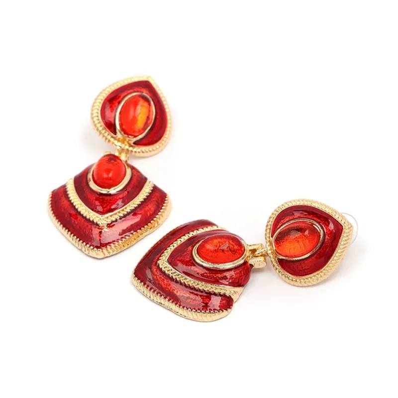Red Crystal & Enamel Goldtone Heart Drop Earrings made by Zulily