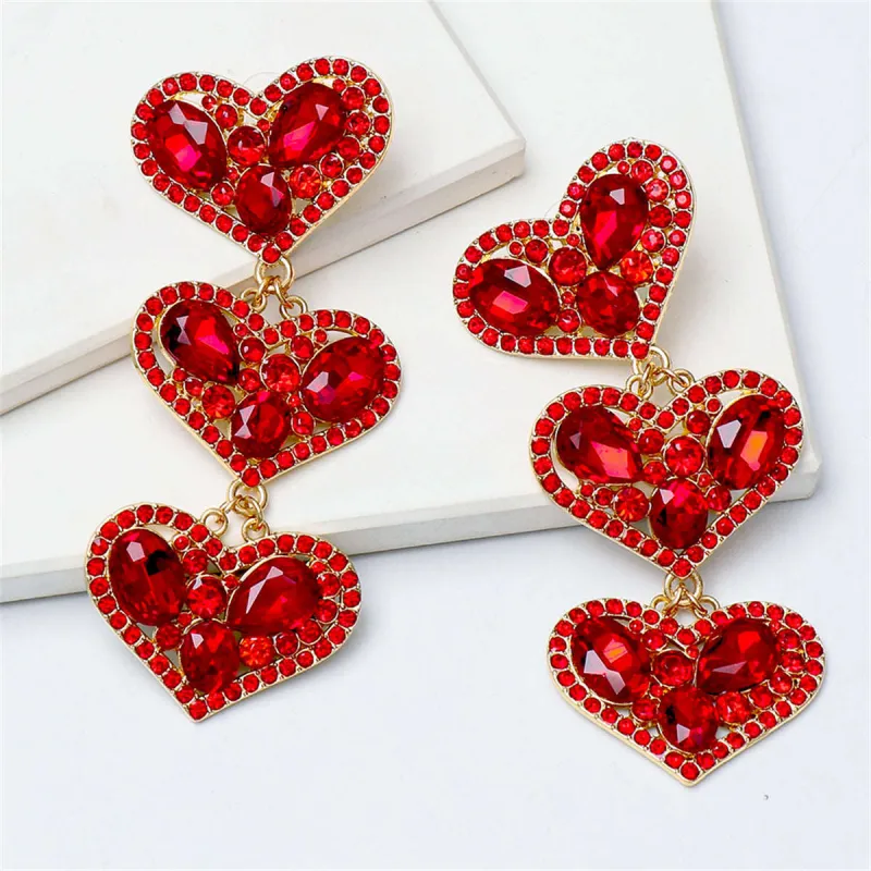 Red Cubic Zirconia & Crystal Goldtone Heart Drop Earrings made by Zulily