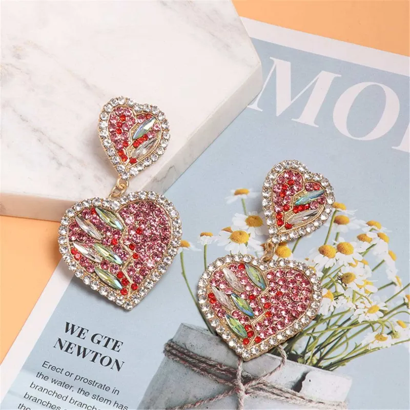 Red Cubic Zirconia & Crystal Heart Drop Earrings made by Zulily