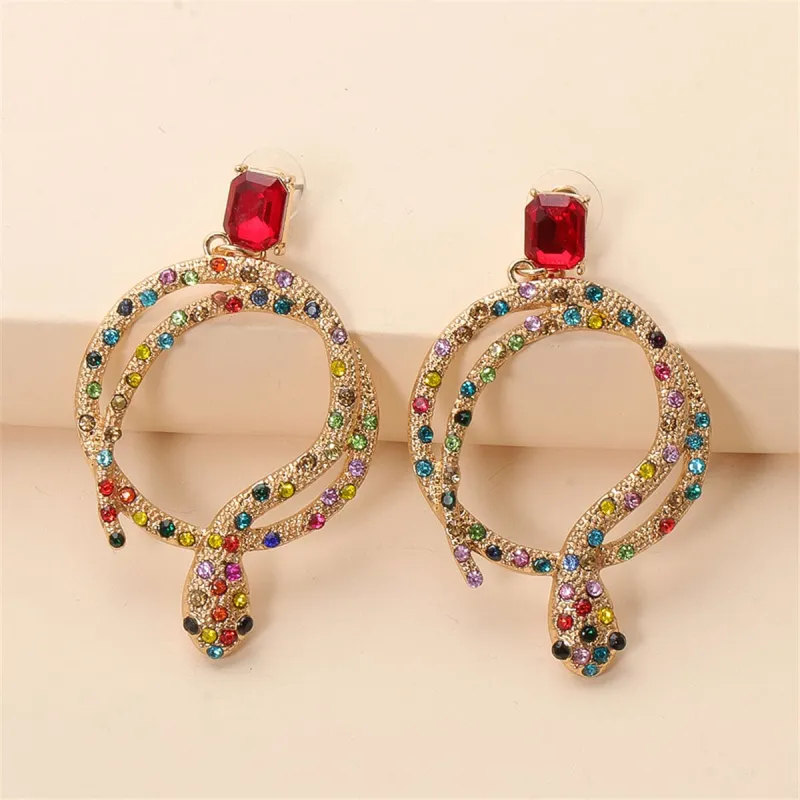 Red Crystal & Multicolor Cubic Zirconia Round Snake Drop Earrings made by Zulily