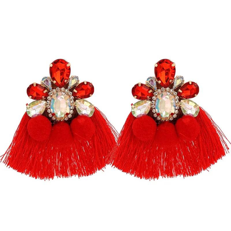 Red Crystal & Cubic Zirconia Polyster Goldtone Tassel Drop Earrings made by Zulily
