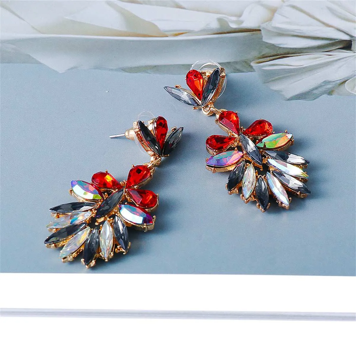 Red Crystal & Goldtone Botany Drop Earrings sold by Zulily