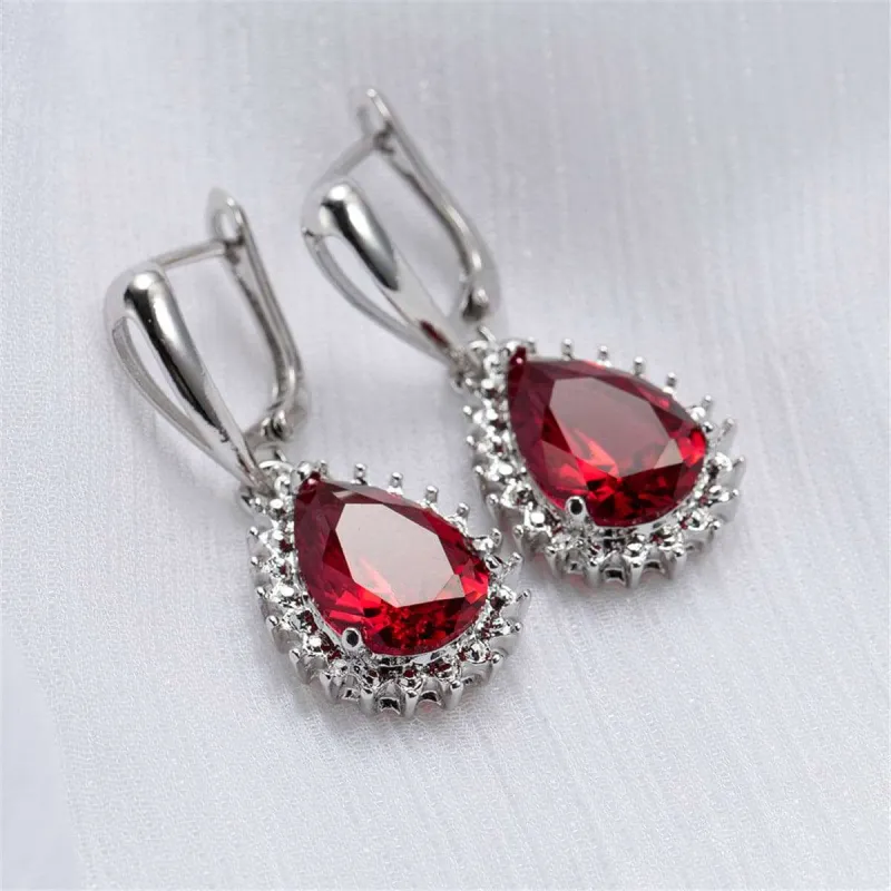 Red Crystal Pear-Cut Drop Earrings made by Zulily