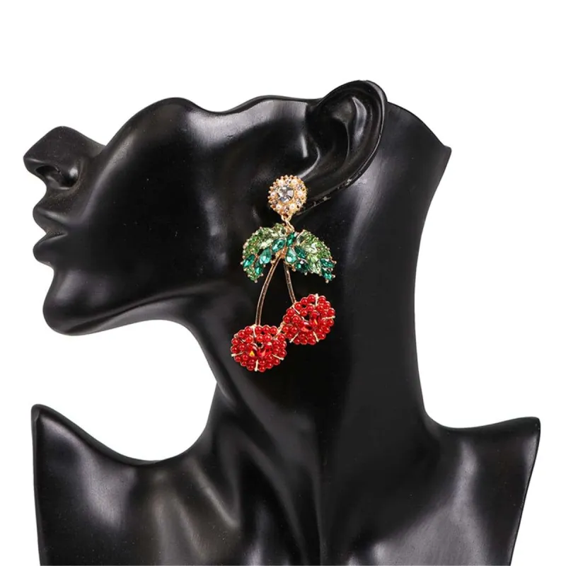 Red Crystal & Resin Goldtone Cherry Drop Earrings made by Zulily