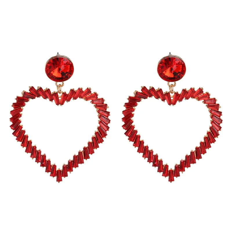 Red Crystal & Goldtone Open Heart Drop Earrings made by Zulily