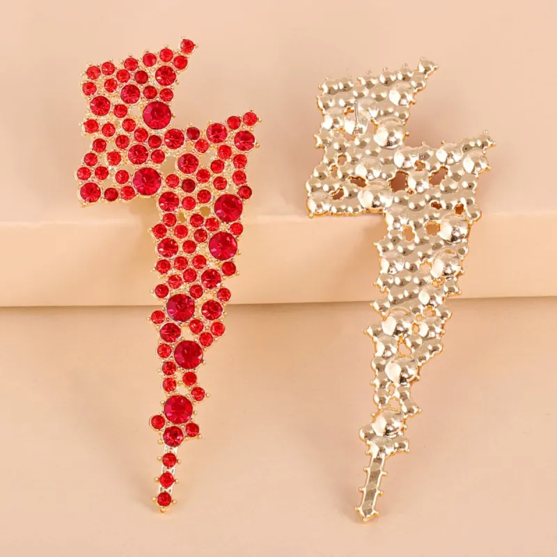 Red Cubic Zirconia & Goldtone Lightning Stud Earrings made by Zulily