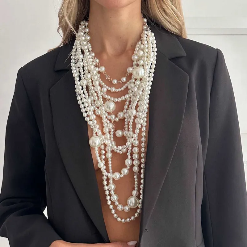 Pearl & Silvertone Multi-Strand Statement Necklace made by Zulily