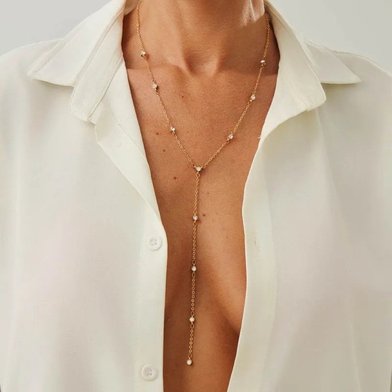 Cubic Zirconia & Goldtone Y-Necklace made by Zulily