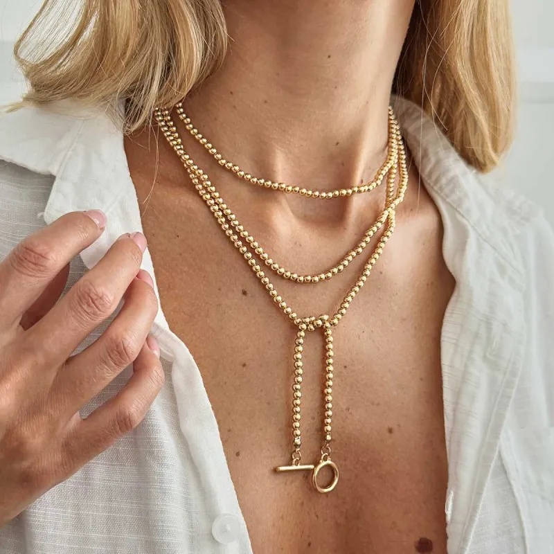 Goldtone Bead Chain Toggle Necklace made by Zulily