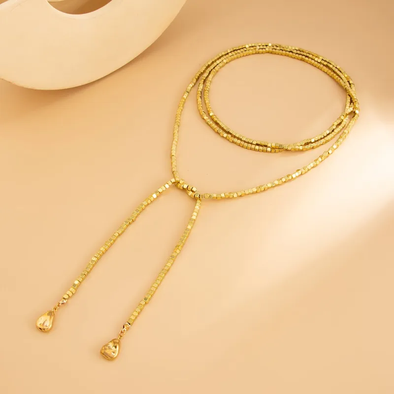 Goldtone Cube Chain Layered Knot Statement Necklace made by Zulily