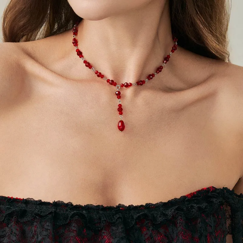 Red Acrylic & Silvertone Y-Necklace made by Zulily