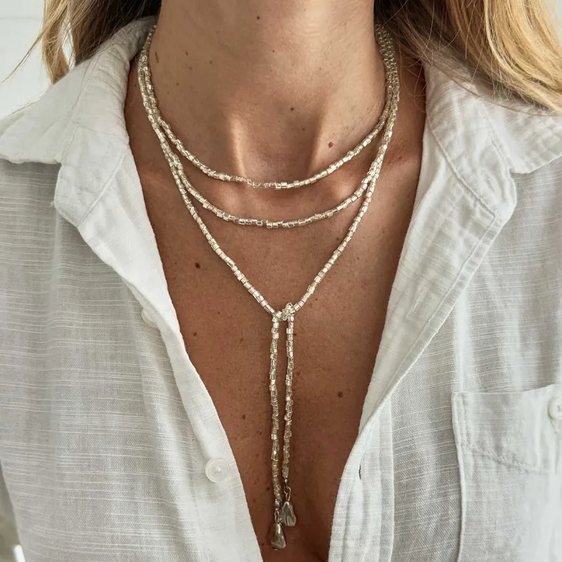 Silver Acrylic & Silvertone Bead Chain Drop Necklace made by Zulily