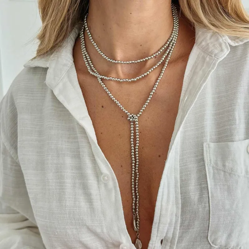 Silvertone Drop Bead Chain Necklace made by Zulily