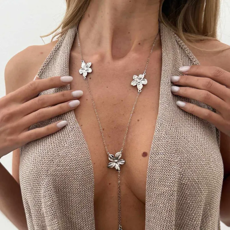 Silvertone Flower Tassel Pendant Necklace made by Zulily