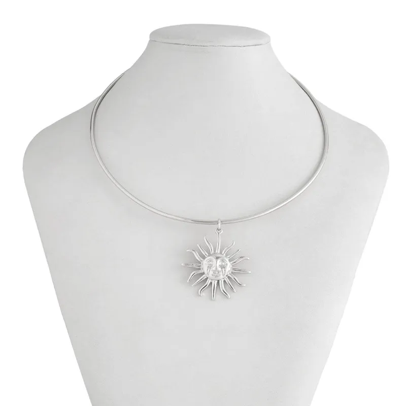 Silvertone Sun Pendant Choker made by Zulily