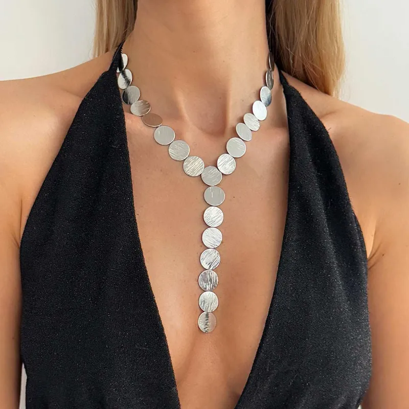Silvertone Disc Statement Y-Necklace made by Zulily