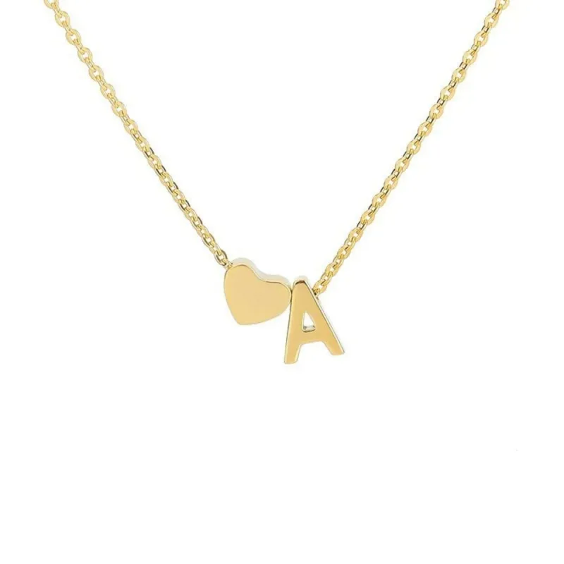 Dainty A-Z Initial Heart Necklace made by Leo Rosi