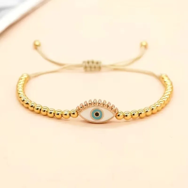 Evil Eye Beaded Adjustable Bracelet made by Leo Rosi