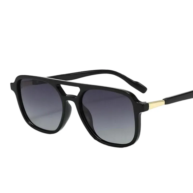 Retro Double Bridge Square Polarized Sunglasses made by Leo Rosi