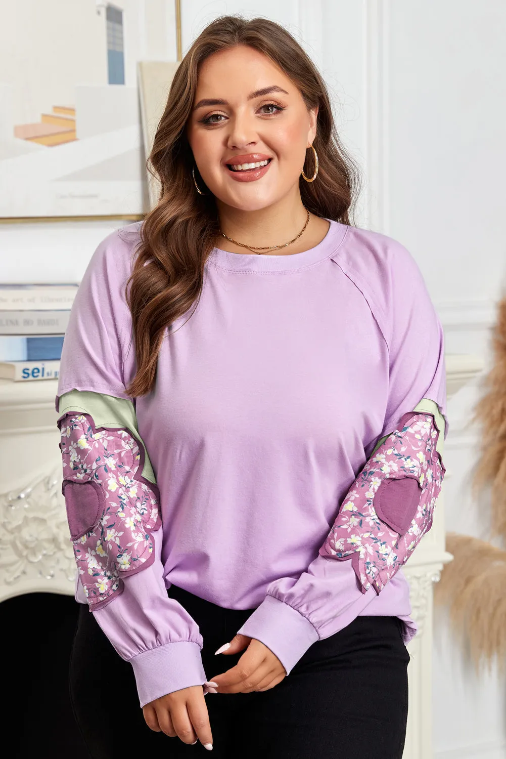 Threaded Pear Phalaenopsis Flower Patch Colorblock Plus Size Pullover Top sold by Zulily product image thumbnail 5