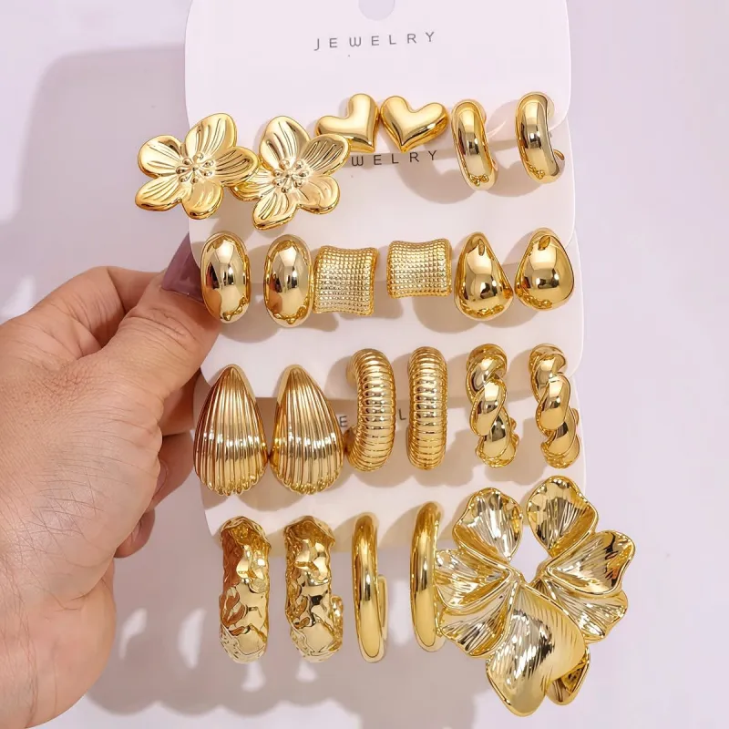 Trendy Gold Statement Earrings Multipack made by Leo Rosi