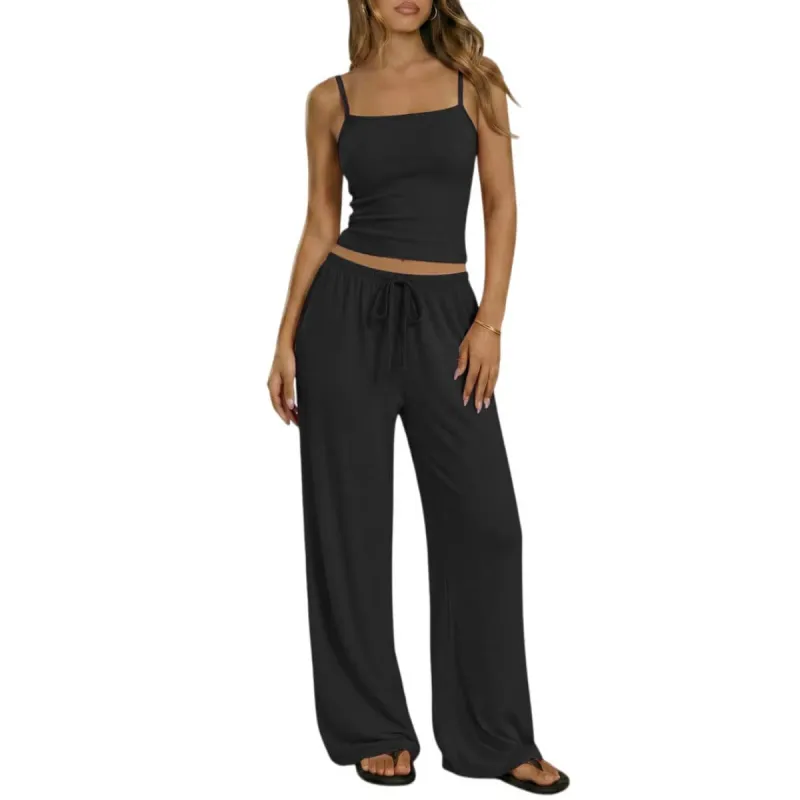 Women's 2 Piece Lounge Set with Drawstring Waist made by Leo Rosi