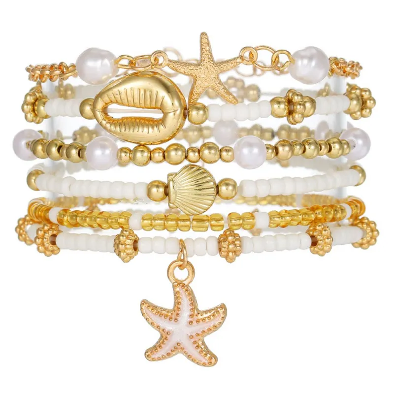 Boho Beach Stackable Bracelet Set, Ocean Themed Layered Bracelets made by Leo Rosi