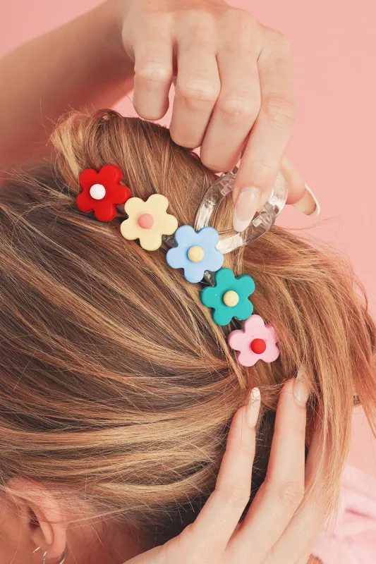 Multicolor Flowers Cute Hair Claw Clip made by Threaded Pear