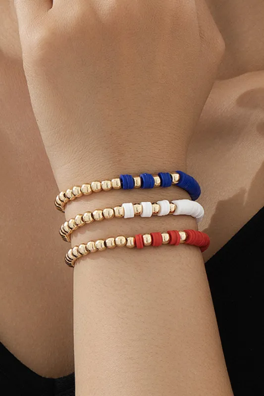 Flag Theme Beaded Triple Layer Bracelets made by Threaded Pear