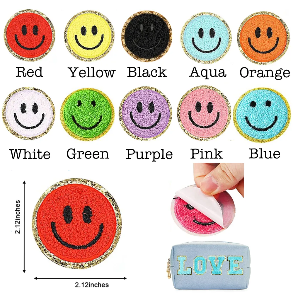 Self Adhesive Chenille Smiley Face Patches sold by Zulily