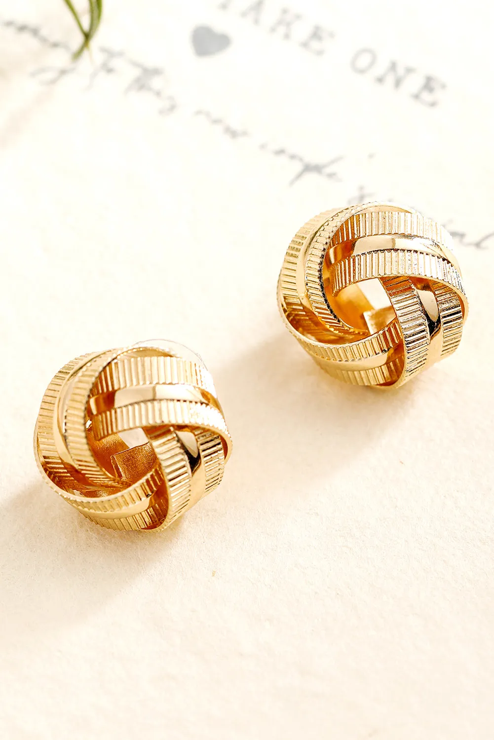 Gold Textured Knot Stud Earrings sold by Zulily product image thumbnail 3
