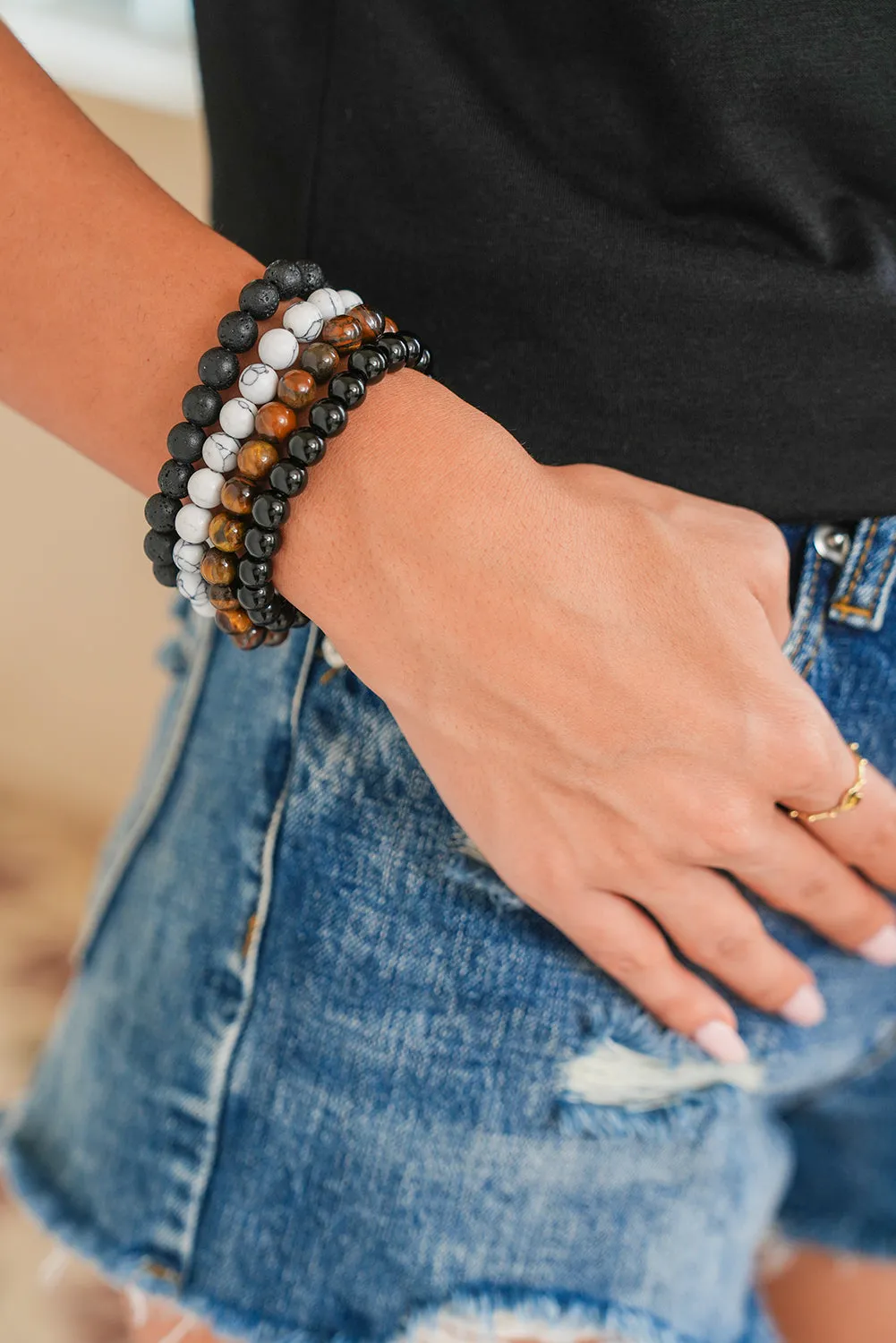 Black Retro Beaded Crystal 4pcs Bracelet Set sold by Zulily product image thumbnail 2