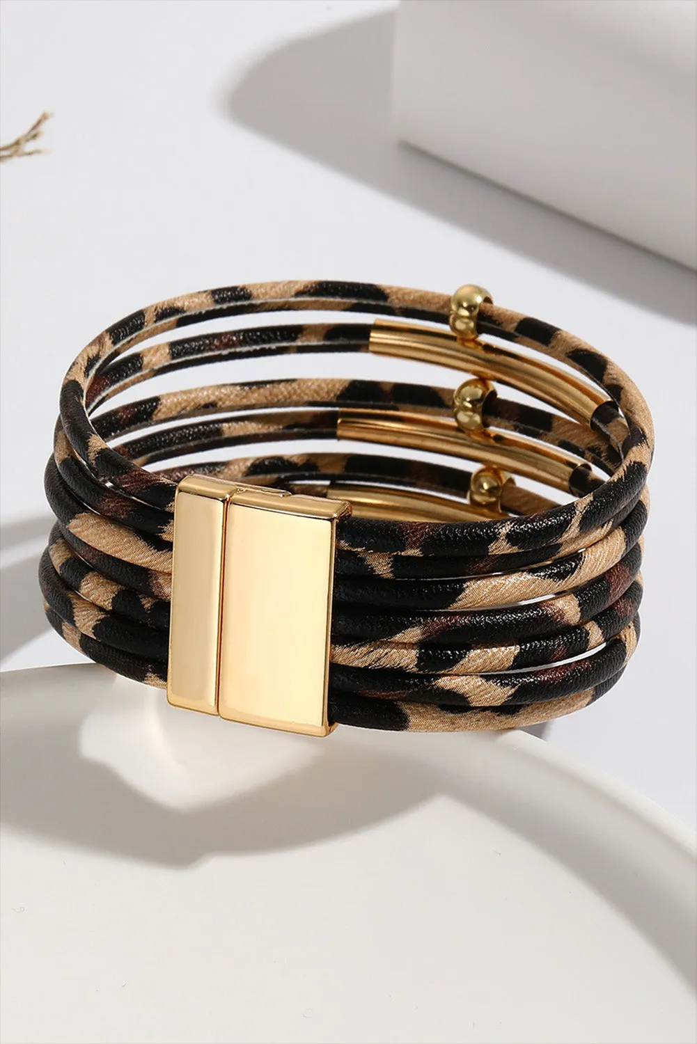 Multi-layer Leopard Beaded Magnet Buckle Bracelet sold by Zulily product image thumbnail 2