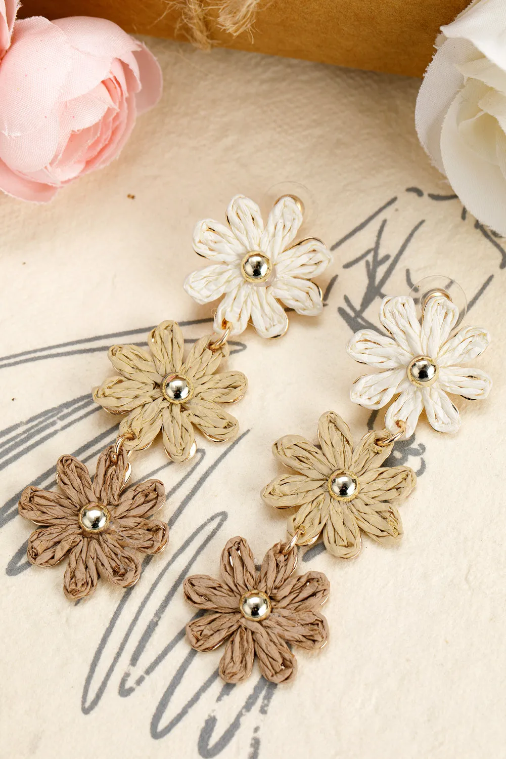 Crochet Flowers Stud Dangle Earrings sold by Zulily product image thumbnail 3