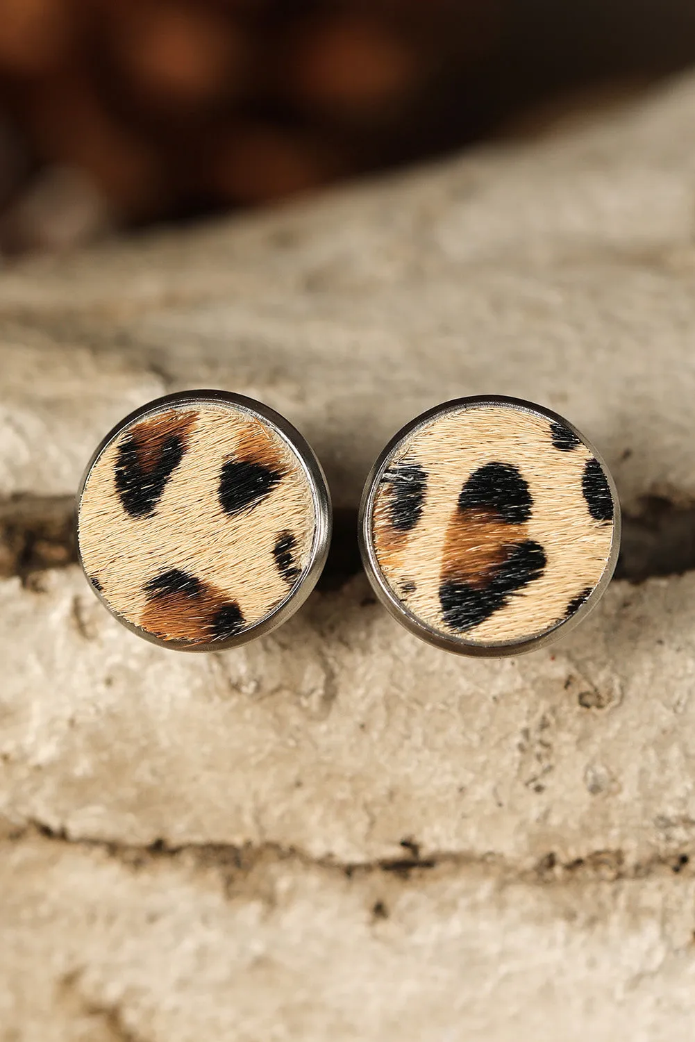 Brown Leopard Studded Earrings sold by Zulily product image thumbnail 2