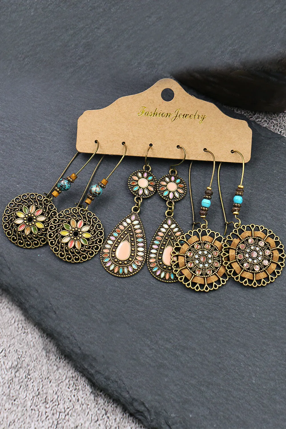 Boho Retro Hollow Dangle Earrings Set sold by Zulily