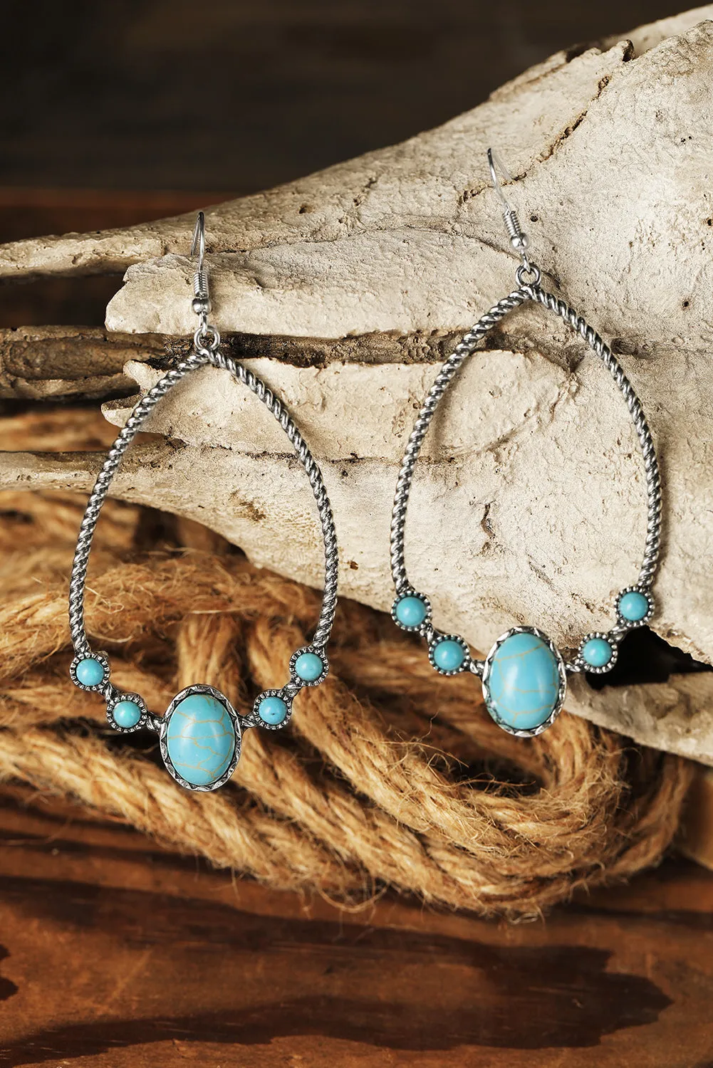 Silver Western Turquoise Water Drop Hook Earrings sold by Zulily product image thumbnail 2