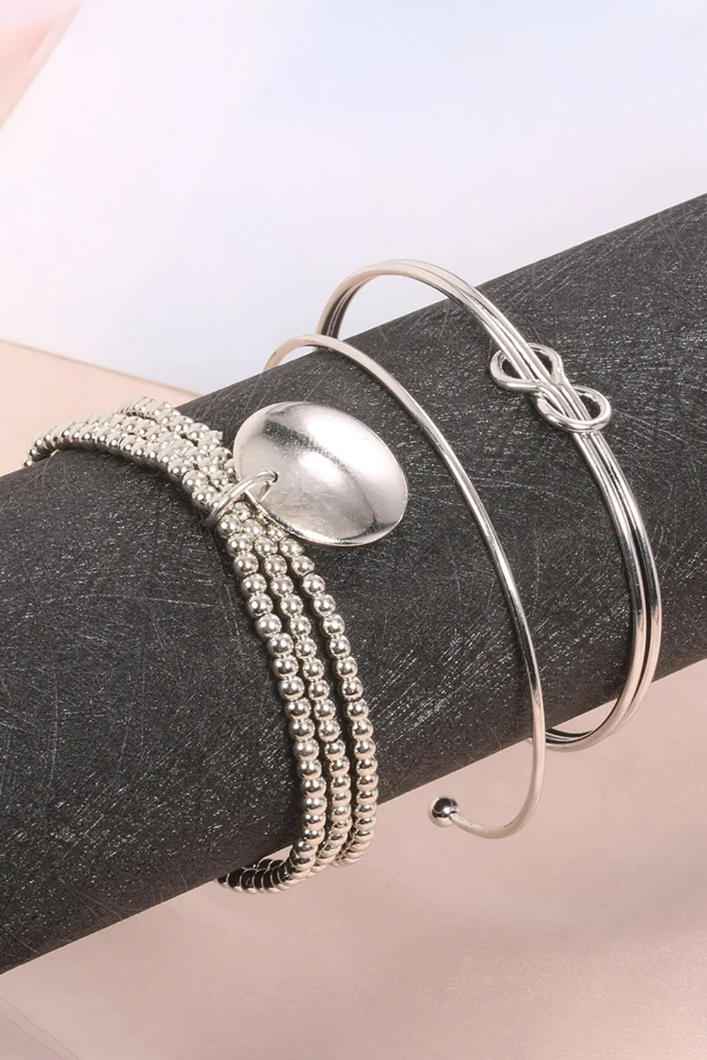 Silver Knotted Beaded 3-piece Bracelet Set sold by Zulily product image thumbnail 2