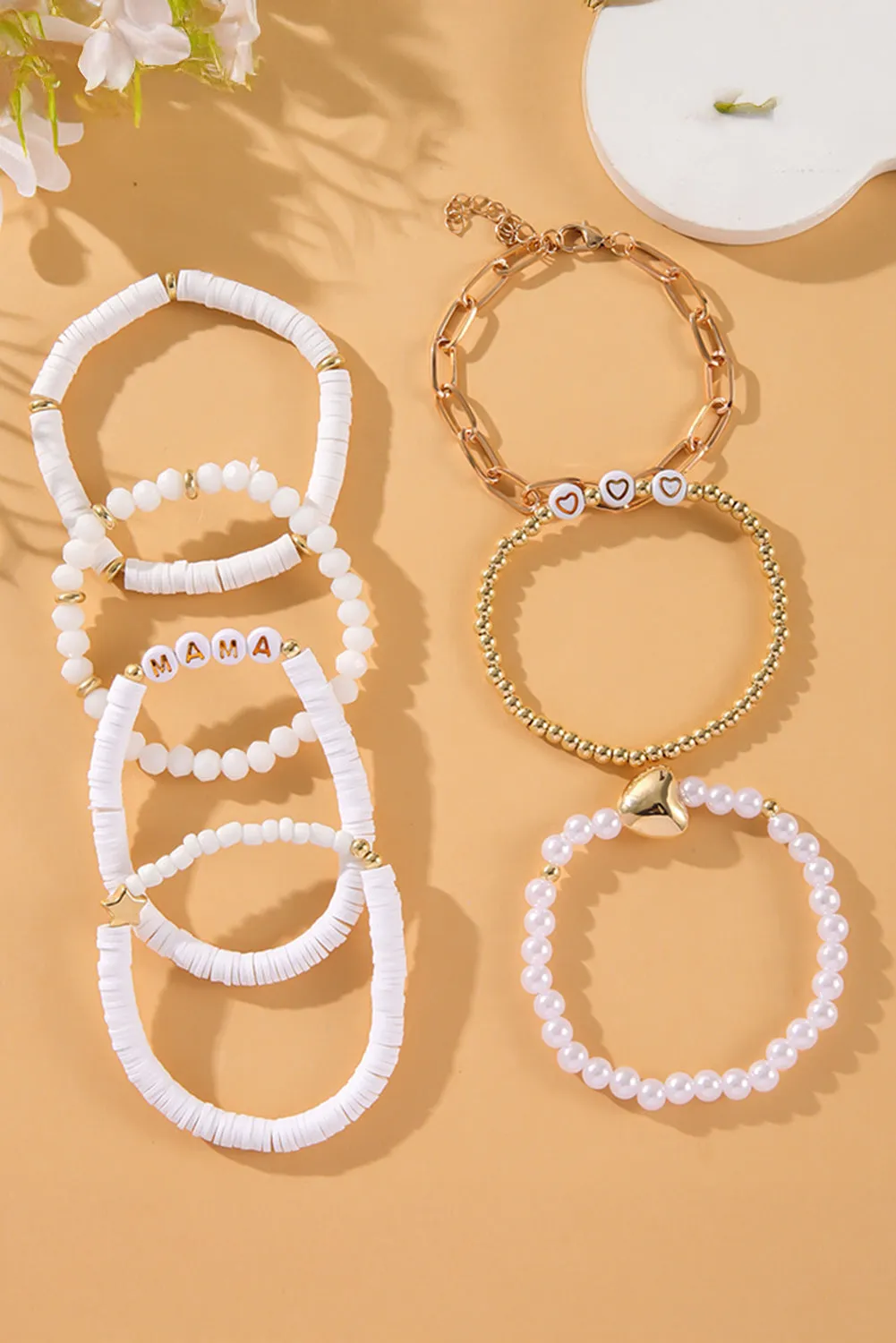 White MAMA Heart Pearl Layer Bracelet sold by Zulily product image thumbnail 4